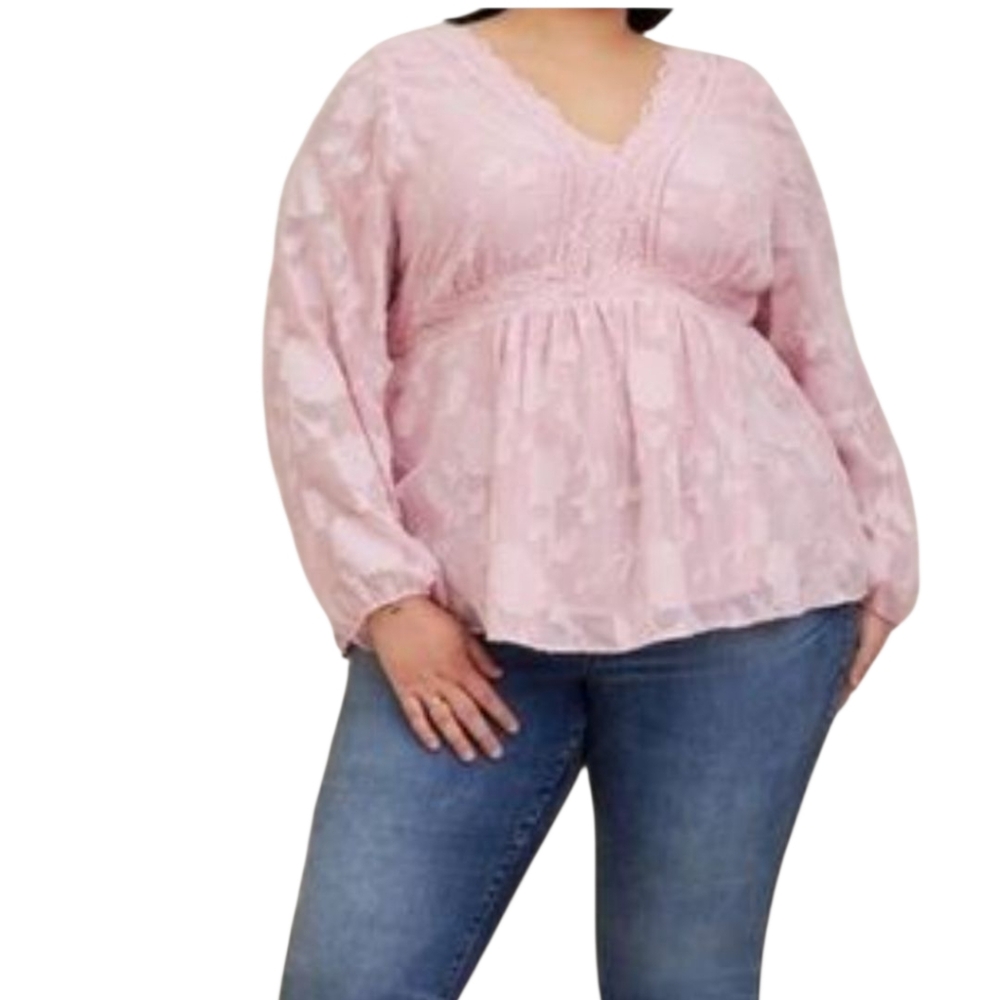 Torrid pink clip floral baby doll top - 1X.     U75